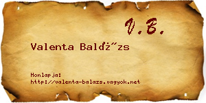 Valenta Balázs névjegykártya